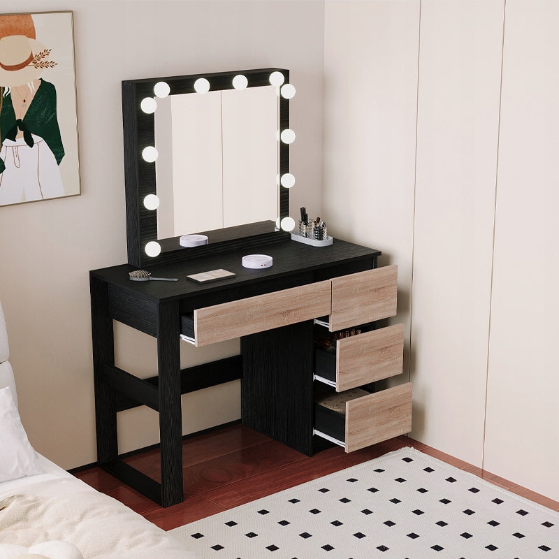 DRESSING TABLE COSMETIC MAKEUP WITH MIRROR LED MODERN BLACK LOFT Furniture depth 45 cm
