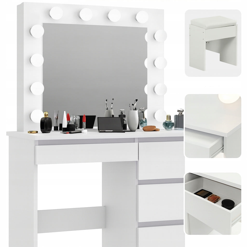 DRESSING TABLE COSMETIC MIRROR MAKE-UP LIGHTING HOLYWOOD+ CHAIR +12xLED 108 Product weight with unit packaging 20 kg