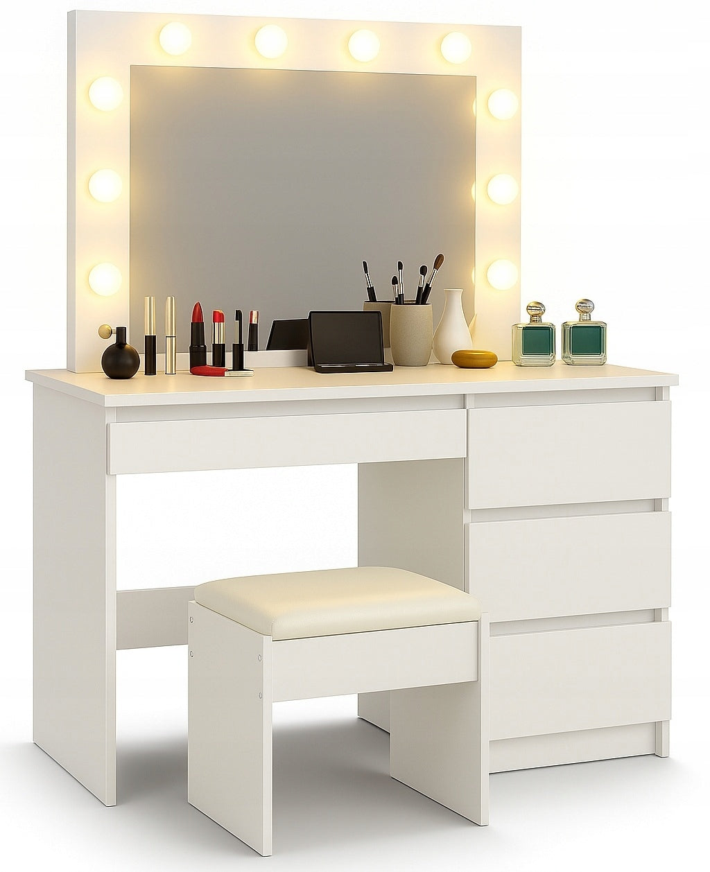 DRESSING TABLE COSMETIC MIRROR MAKE-UP LIGHTING HOLYWOOD+ CHAIR +12xLED 108