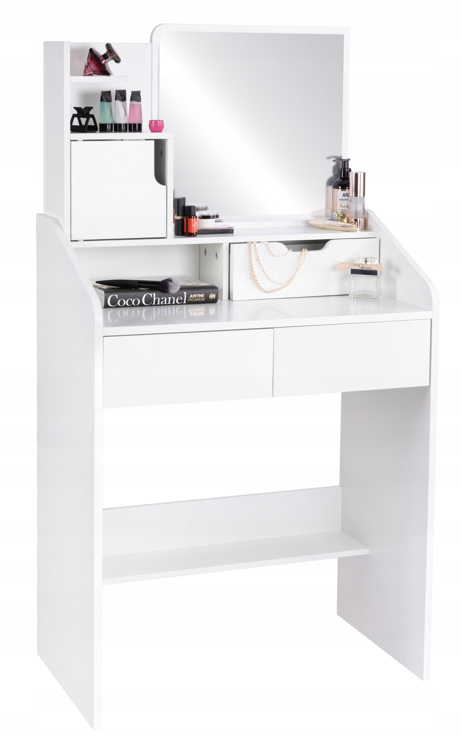 DRESSING TABLE COSMETIC WITH LARGE FUNFIT MIRROR WHITE WITH DRAWERS Furniture depth 38.5 cm