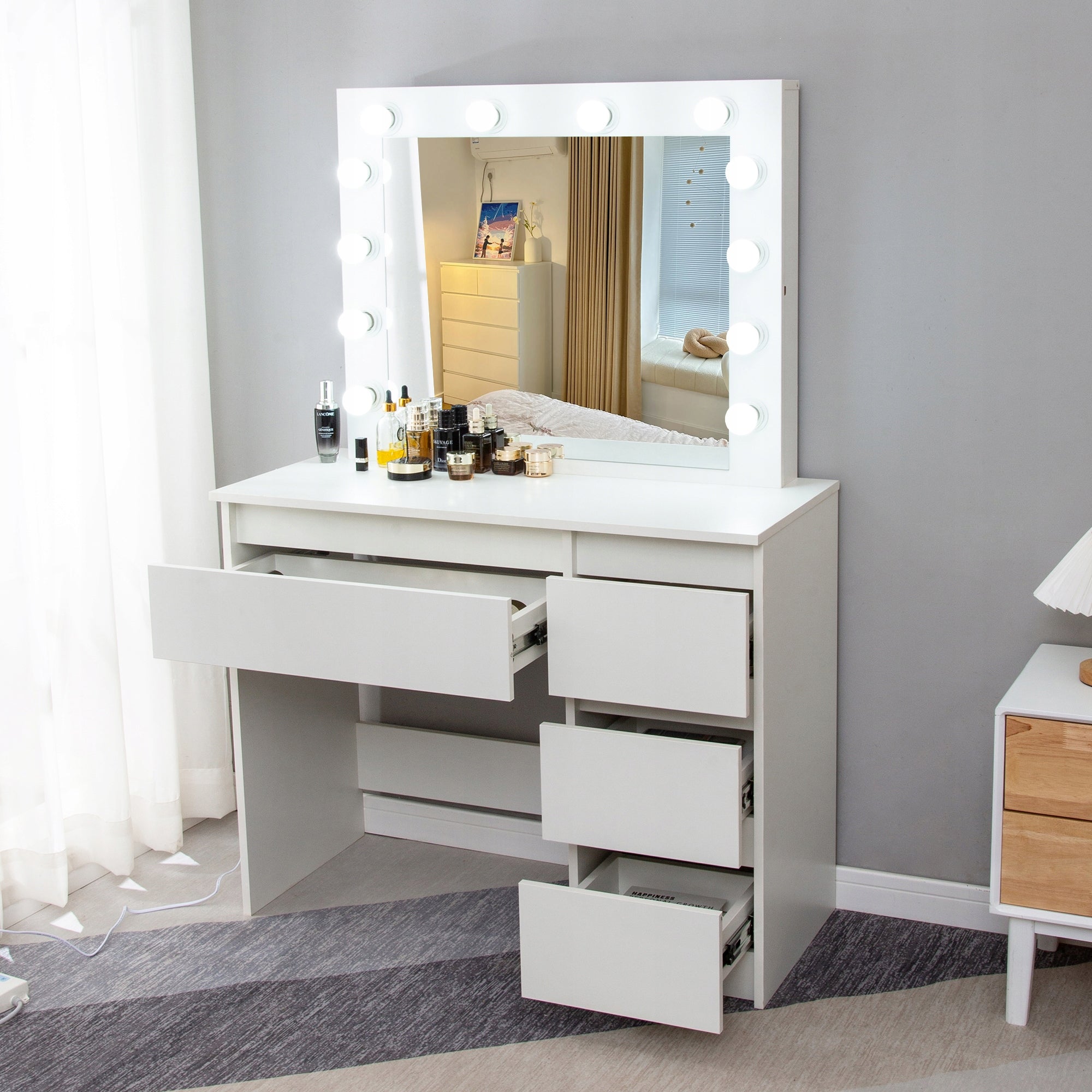 DRESSING TABLE COSMETIC WITH LED MIRROR ELDEN TK007 12 X WHITE HOLLYWOOD BULBS Manufacturer code 5906871018821