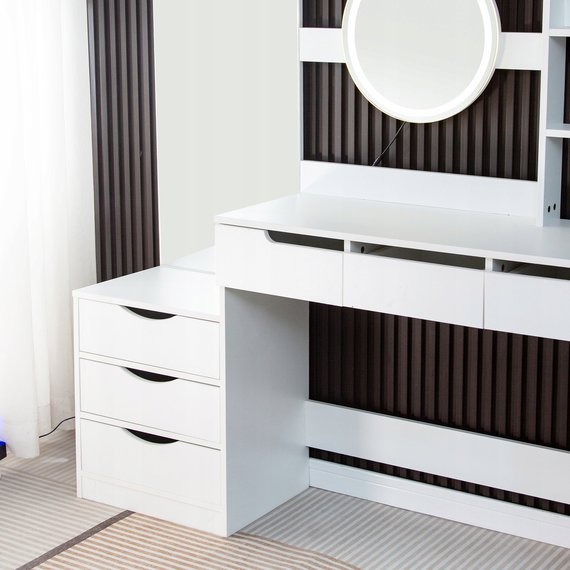 DRESSING TABLE COSMETIC WITH LED MIRROR ELDEN TK012 WHITE TWO MIRRORS THREE COLORS Furniture height 160 cm