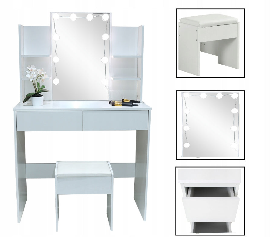 DRESSING TABLE COSMETIC WITH MIRROR CHAIR AND DIMMABLE LED LIGHTING 016 EAN (GTIN) 5905367902811
