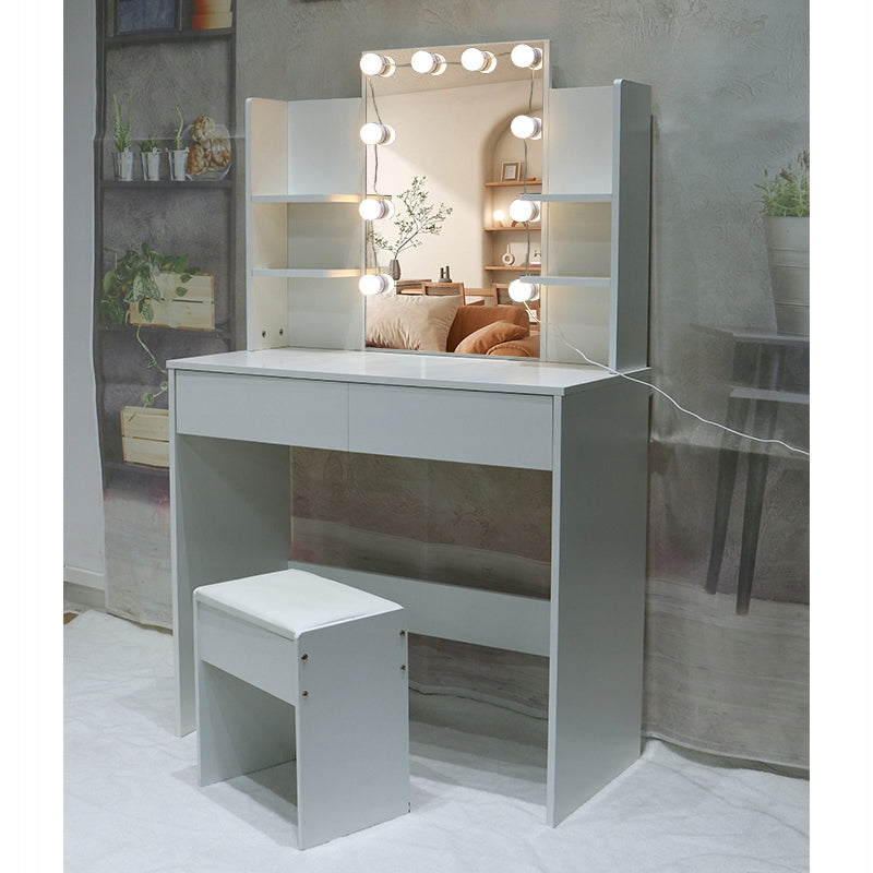 DRESSING TABLE COSMETIC WITH MIRROR CHAIR AND DIMMABLE LED LIGHTING 016 Furniture width 90 cm