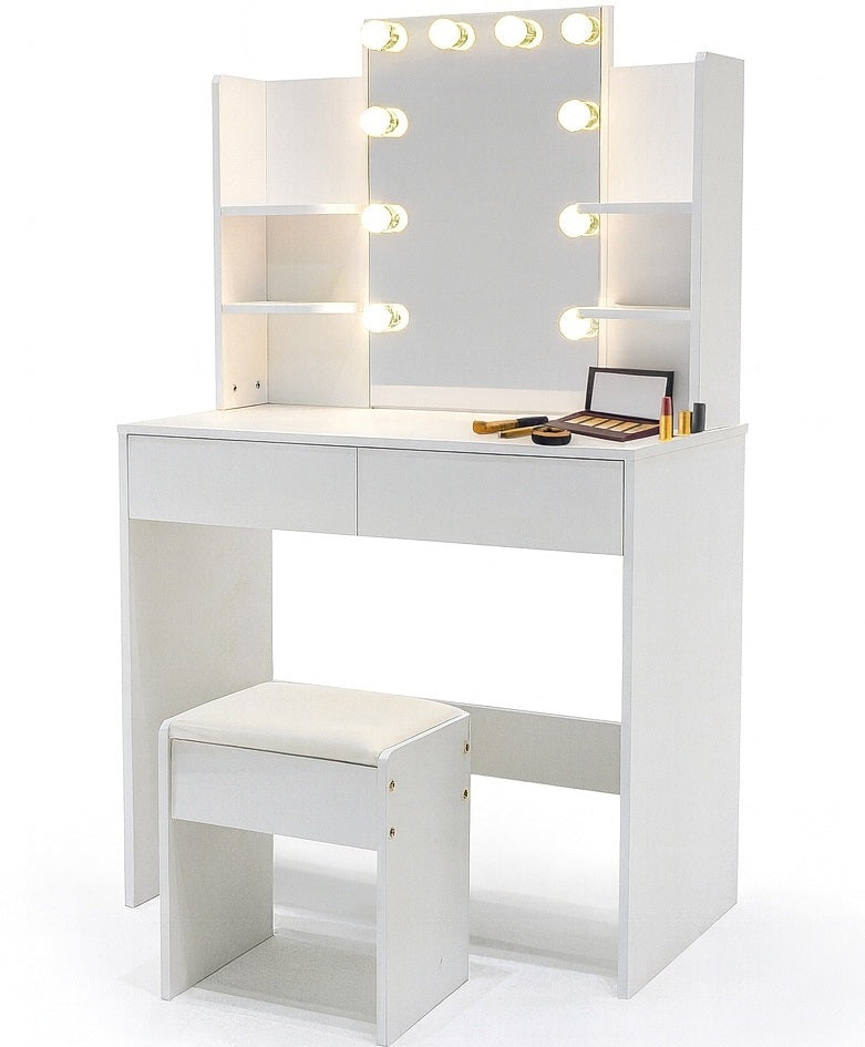 DRESSING TABLE COSMETIC WITH MIRROR CHAIR AND DIMMABLE LED LIGHTING 016