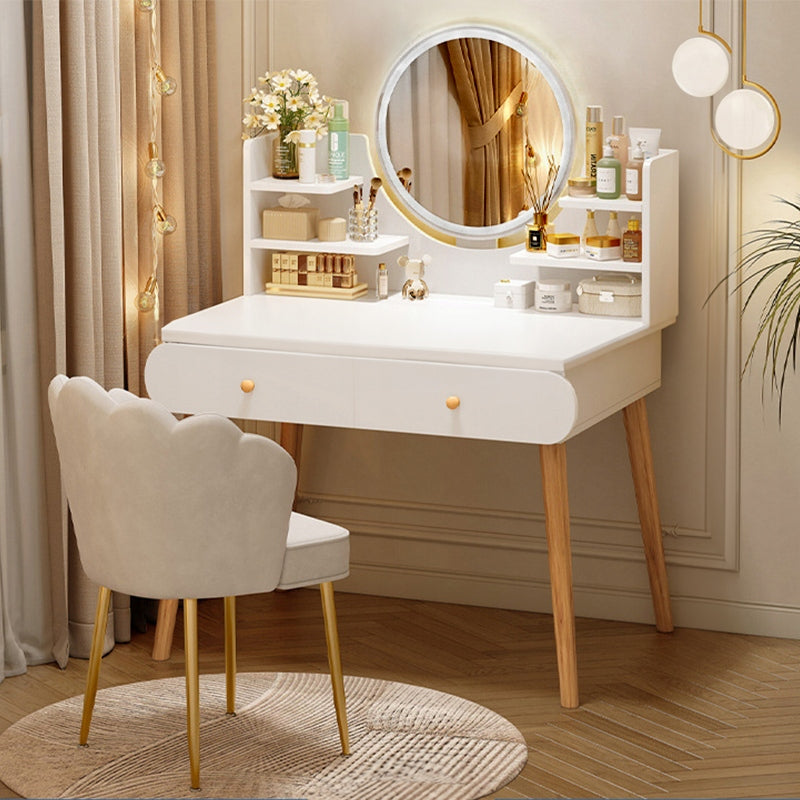DRESSING TABLE COSMETIC WITH MIRROR MAKEUP WHITE LARGE SCANDINAVIAN LOFT Furniture width 80 cm