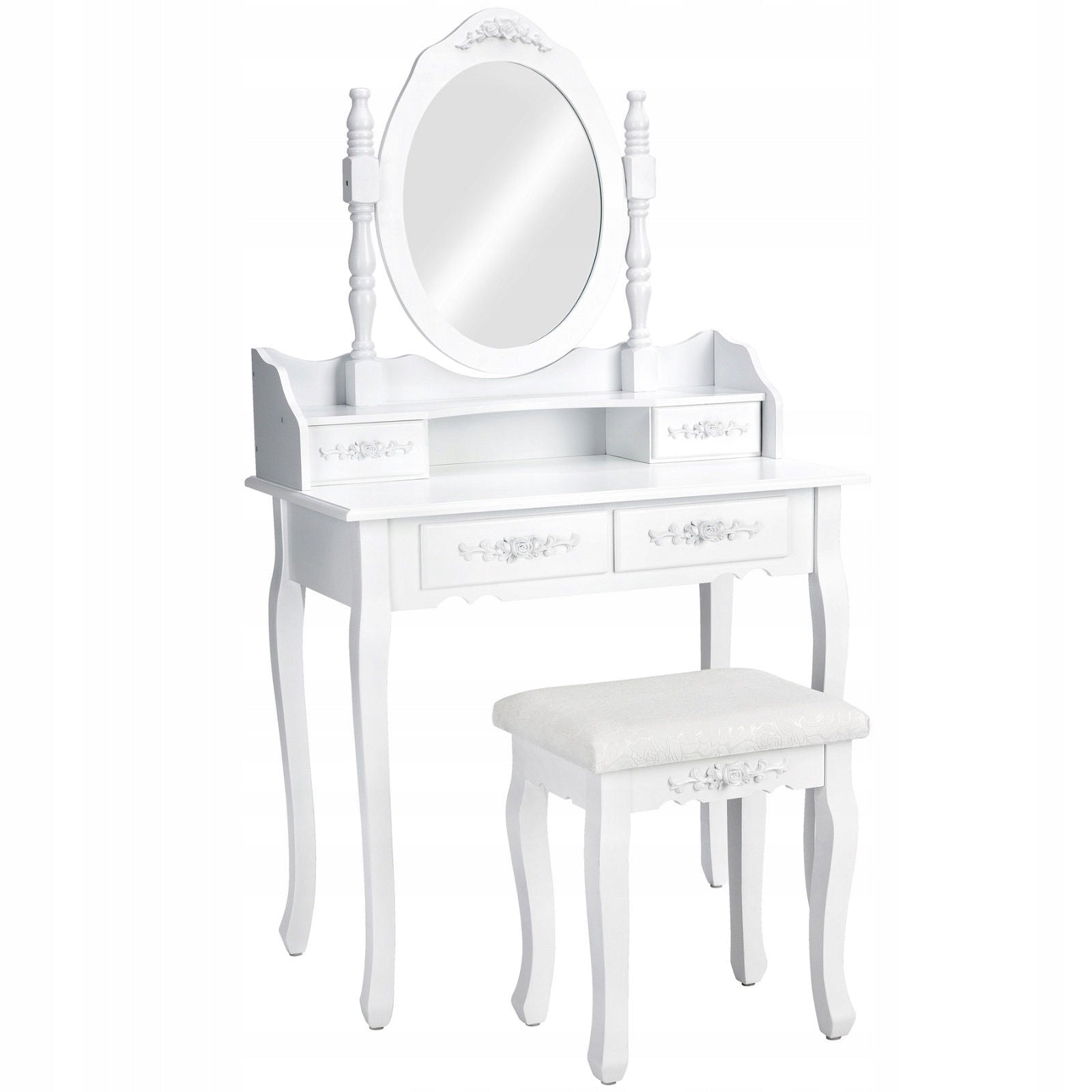 DRESSING TABLE COSMETIC WITH MIRROR WHITE + STOOL