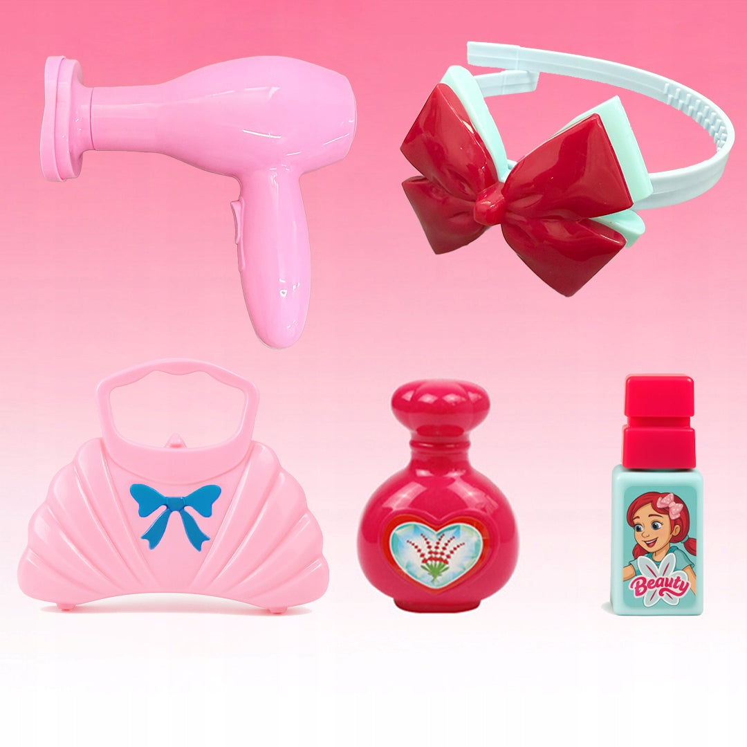 DRESSING TABLE FOR CHILDREN GIRLS ACCESSORIES LIGHT SOUND JEWELRY TABLE Manufacturer code 008118 PRZENOŚNA TOALETKA DLA DZIEWCZYNKI