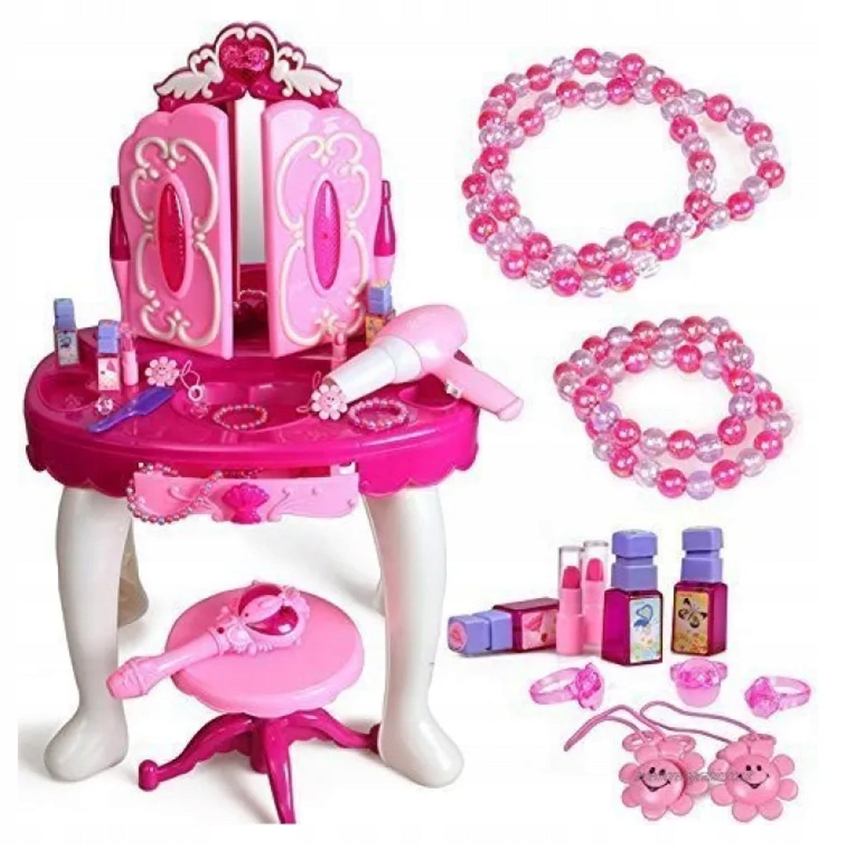 DRESSING TABLE FOR GIRLS PINK opening mirror Wand Pilot MP3 Stool Packaging status original