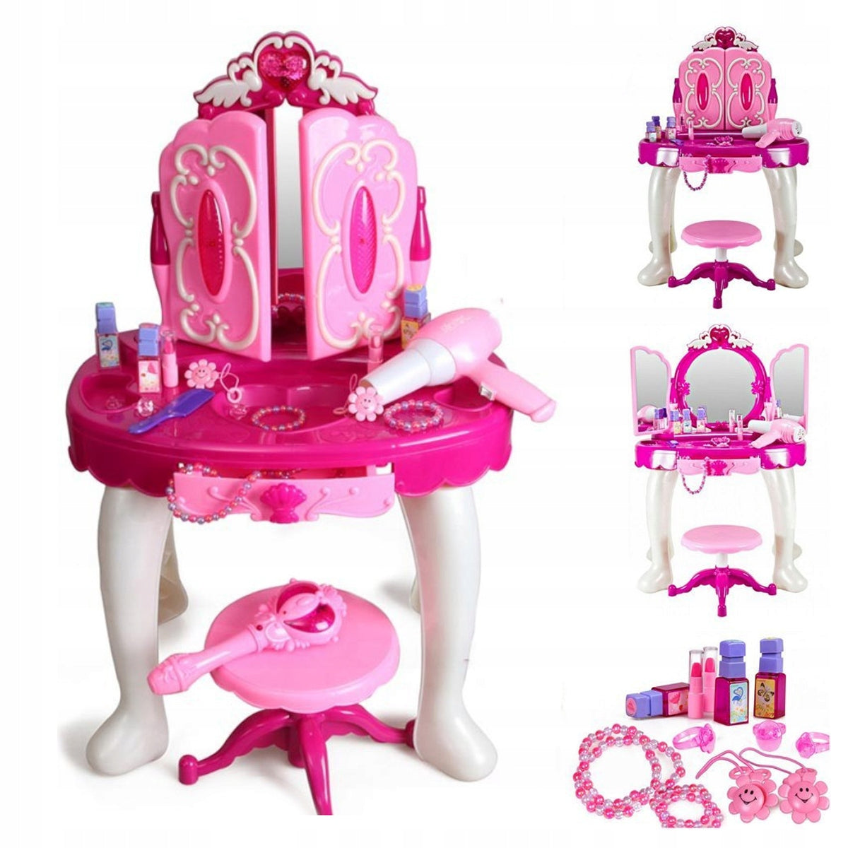 DRESSING TABLE FOR GIRLS PINK opening mirror Wand Pilot MP3 Stool