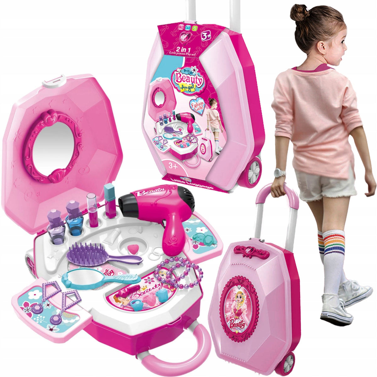 DRESSING TABLE FOR GIRLS cosmetics jewelry dryer SUITCASE on wheels