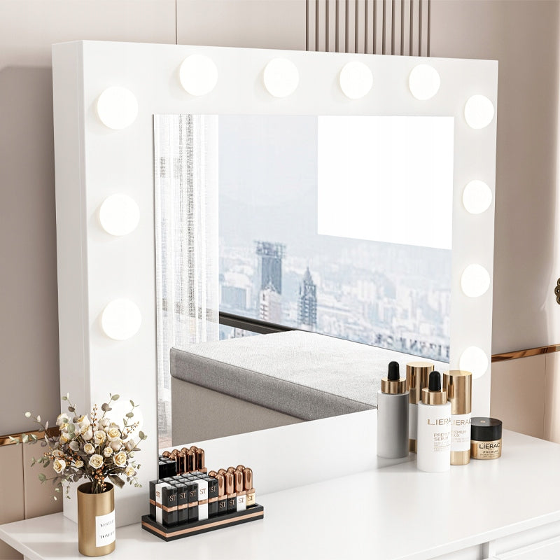 DRESSING TABLE FOR MAKEUP COSMETIC MAKEUP WITH MIRROR LED MODERN LOFT 90 CM Furniture width 90 cm