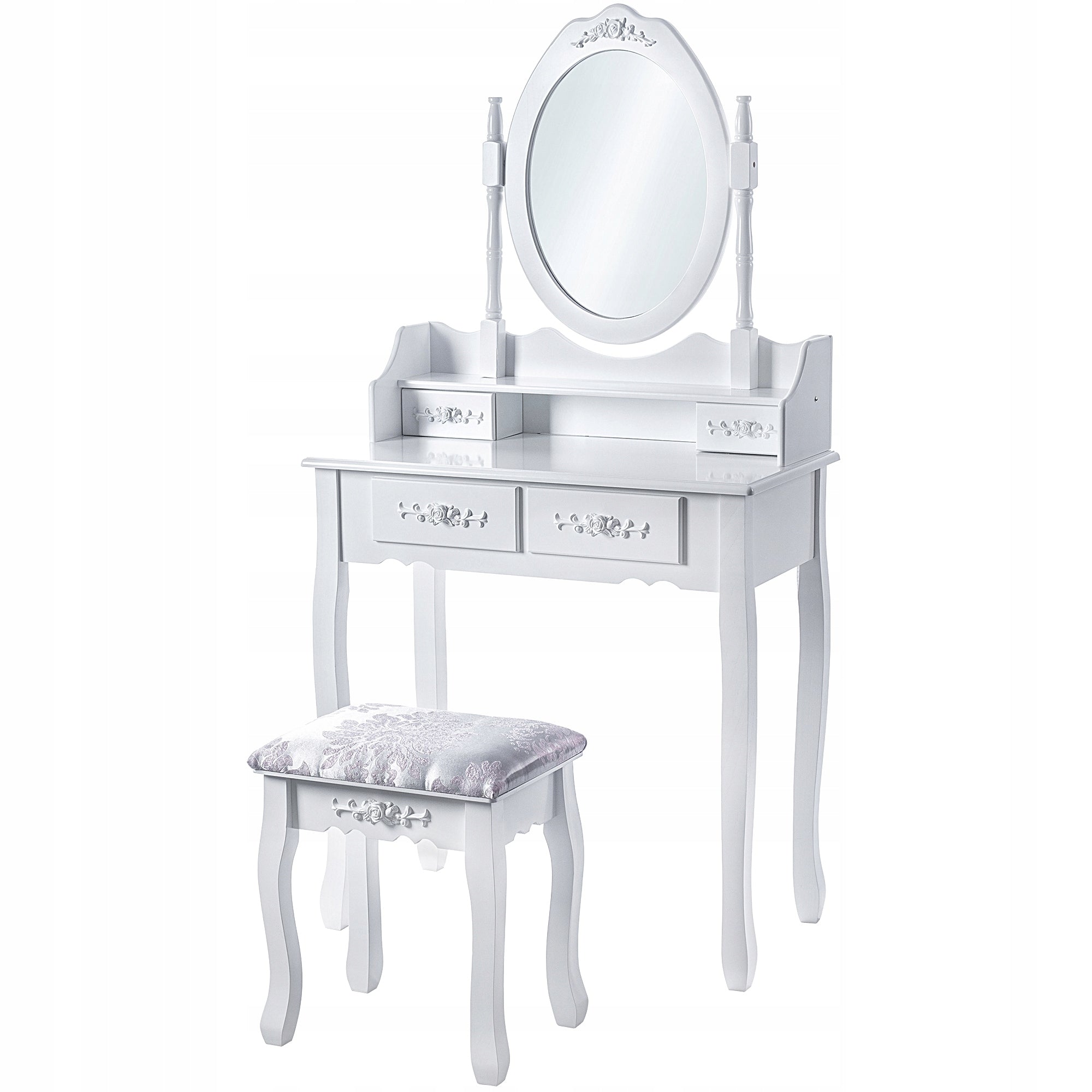 DRESSING TABLE MAKEUP BAG WITH MIRROR + STOOL WHITE 75x147cm Furniture color white