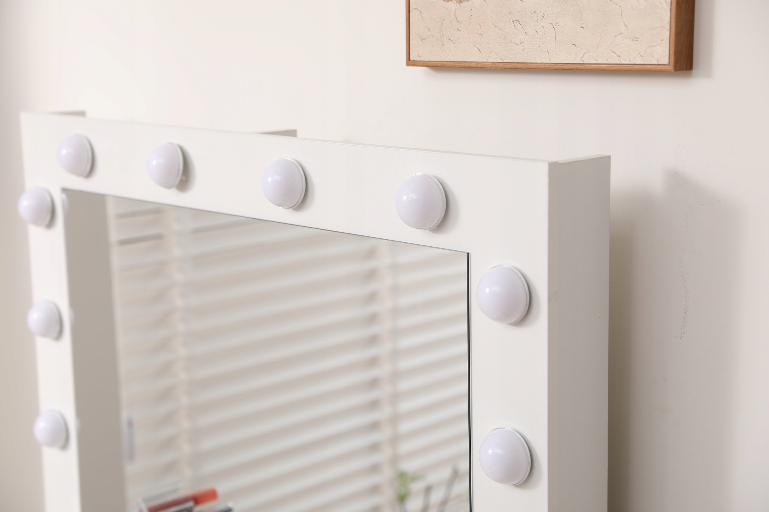 DRESSING TABLE MIRROR DT09 LED 3 COLORS LIGHT LARGE MIRROR DRAWER WHITE Furniture color white