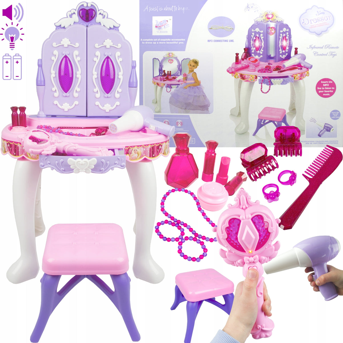 DRESSING TABLE WITH MAGIC MIRROR OPENED WITH A WAND ACCESSORIESSTOOL