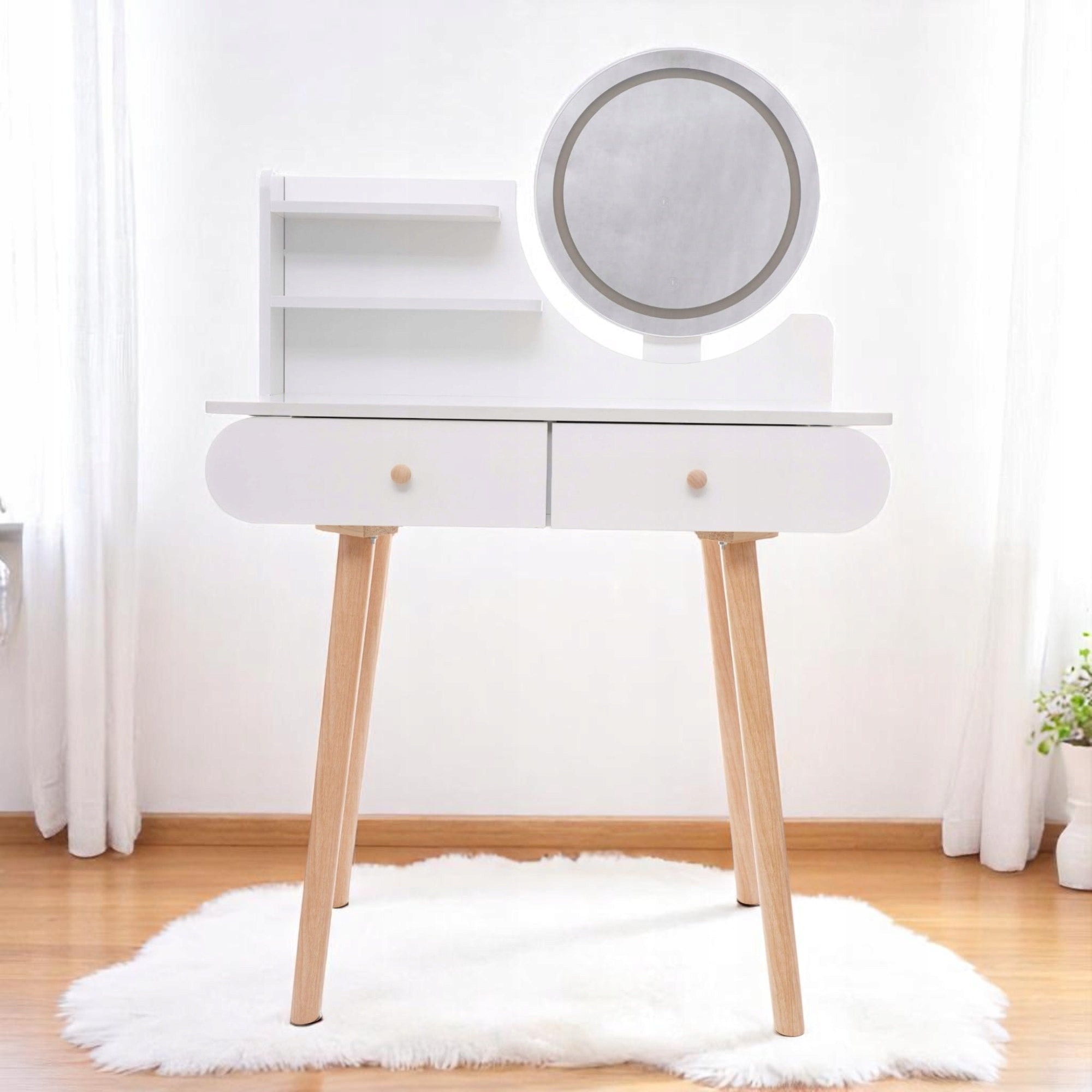 DRESSING TABLE WITH MIRROR LED SCANDINAVIAN MAKEUP GLAMOUR COSMETIC MAKEUP Furniture depth 40 cm