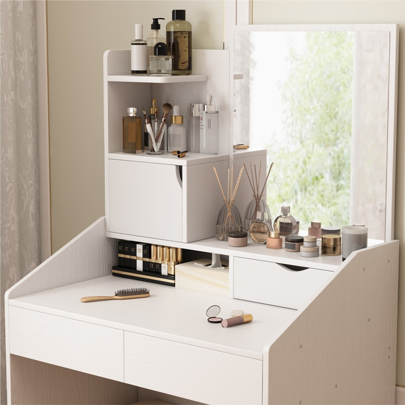 DRESSING TABLE WITH MIRROR WHITE FOR GLAMOUR MAKEUP WITH DRAWERS SCANDINAVIAN STYLE Brand Muvu