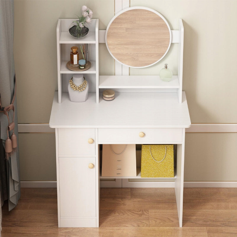 DRESSING TABLE WITH MIRROR WITH DRAWERS WHITE FOR MAKEUP GLAMOUR SCANDINAVIAN STYLE Furniture depth 34 cm