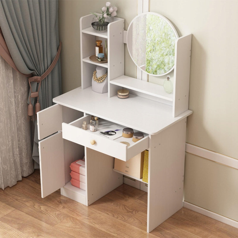 DRESSING TABLE WITH MIRROR WITH DRAWERS WHITE FOR MAKEUP GLAMOUR SCANDINAVIAN STYLE Furniture width 80 cm