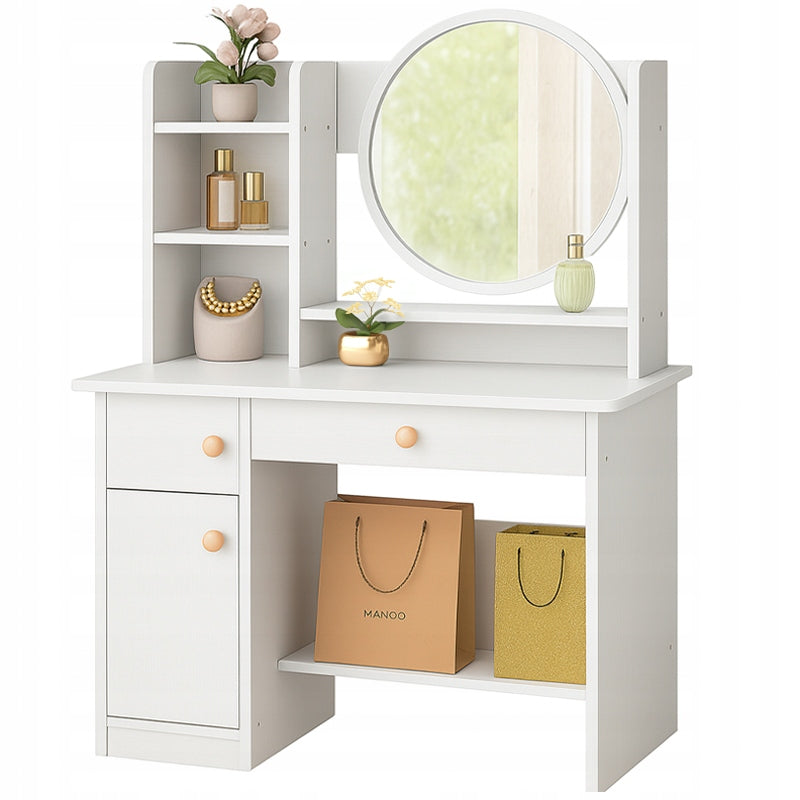 DRESSING TABLE WITH MIRROR WITH DRAWERS WHITE FOR MAKEUP GLAMOUR SCANDINAVIAN STYLE