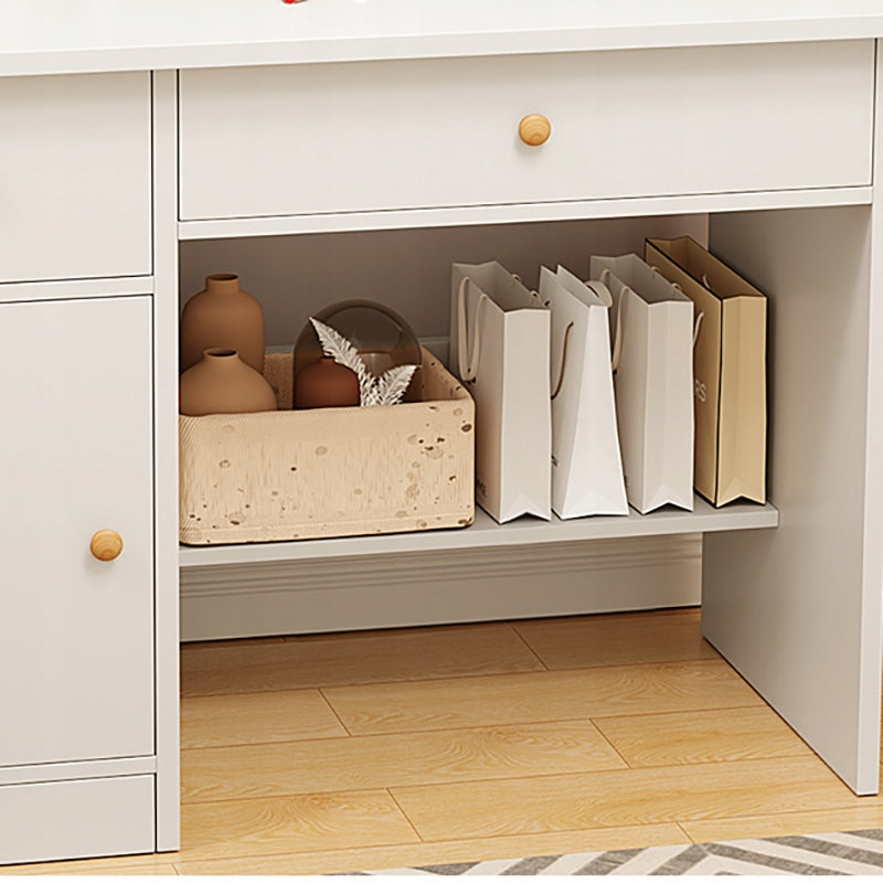DRESSING TABLE WITH MIRROR WITH DRAWERS WHITE MAKEUP GLAMOUR SCANDINAVIAN 100 CM Furniture height 119 cm