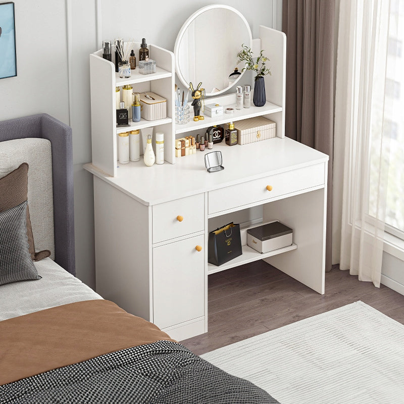 DRESSING TABLE WITH MIRROR WITH DRAWERS WHITE MAKEUP GLAMOUR SCANDINAVIAN 100 CM Furniture width 100 cm