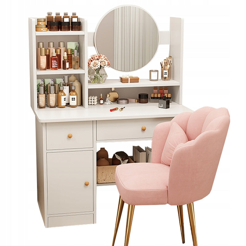 DRESSING TABLE WITH MIRROR WITH DRAWERS WHITE MAKEUP GLAMOUR SCANDINAVIAN 100 CM