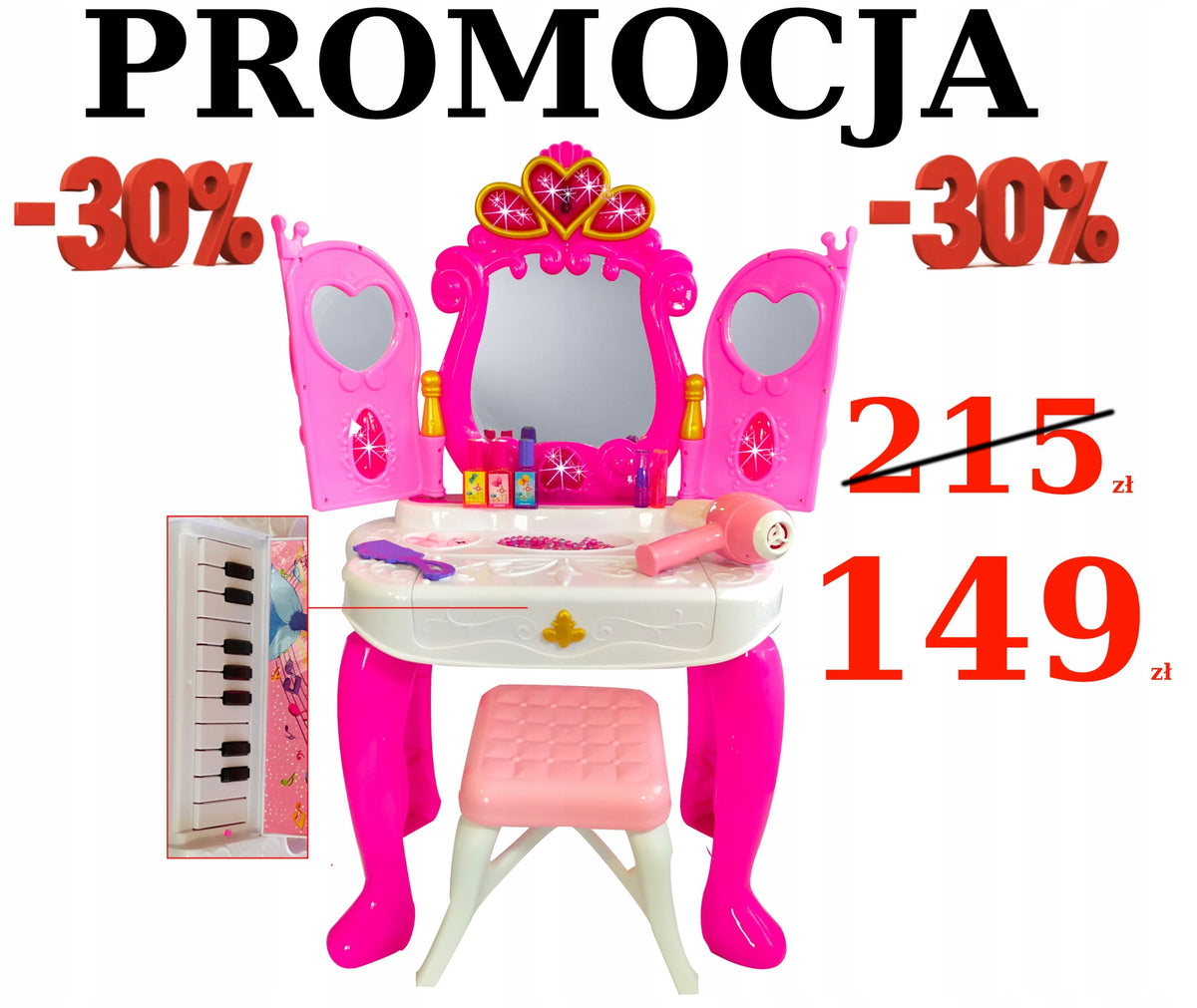 DRESSING TABLE WITH PIANO FOR A GIRL FOR SANTA CLAUS CHRISTMAS UNDER THE CHRISTMAS TREE PRO-30 EAN (GTIN) 5907518338234