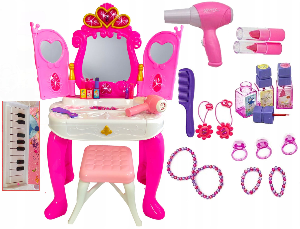 DRESSING TABLE WITH PIANO FOR A GIRL FOR SANTA CLAUS CHRISTMAS UNDER THE CHRISTMAS TREE PRO-30