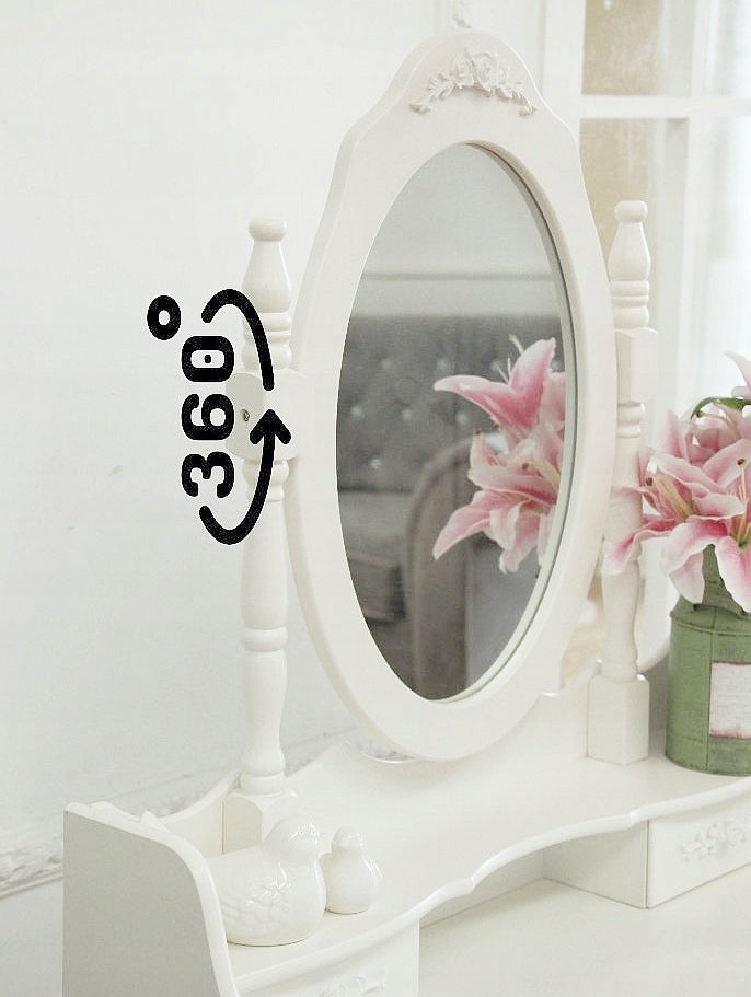 DRESSING TABLE cosmetic LED with MIRROR white + make-up STOOL + 4 drawers! Furniture width 75 cm