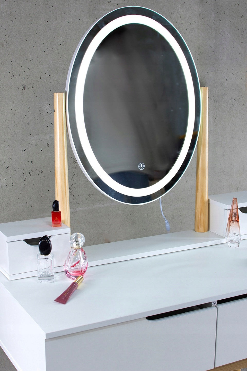 DRESSING TABLE with mirror LED cosmetic Scandinavian Furniture height 142 cm