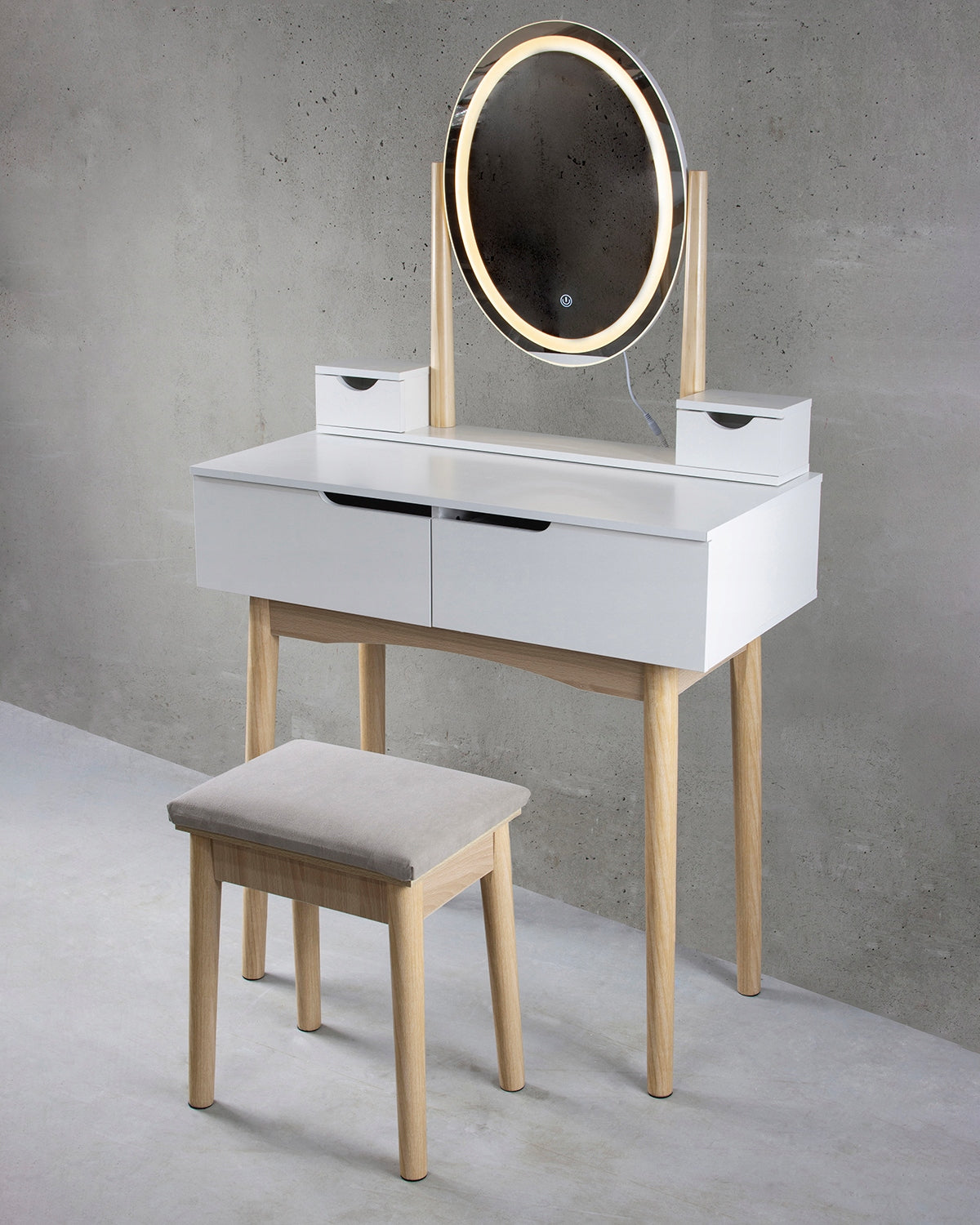 DRESSING TABLE with mirror LED cosmetic Scandinavian Furniture width 80 cm