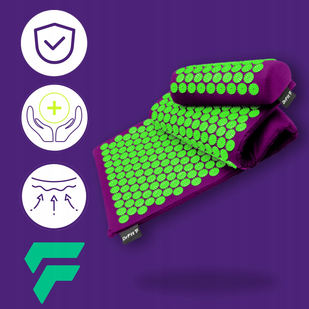 DRFIT LONG ACUPRESSURE MAT WITH HEALING SPIKES WITH PILLOW Packaging status original