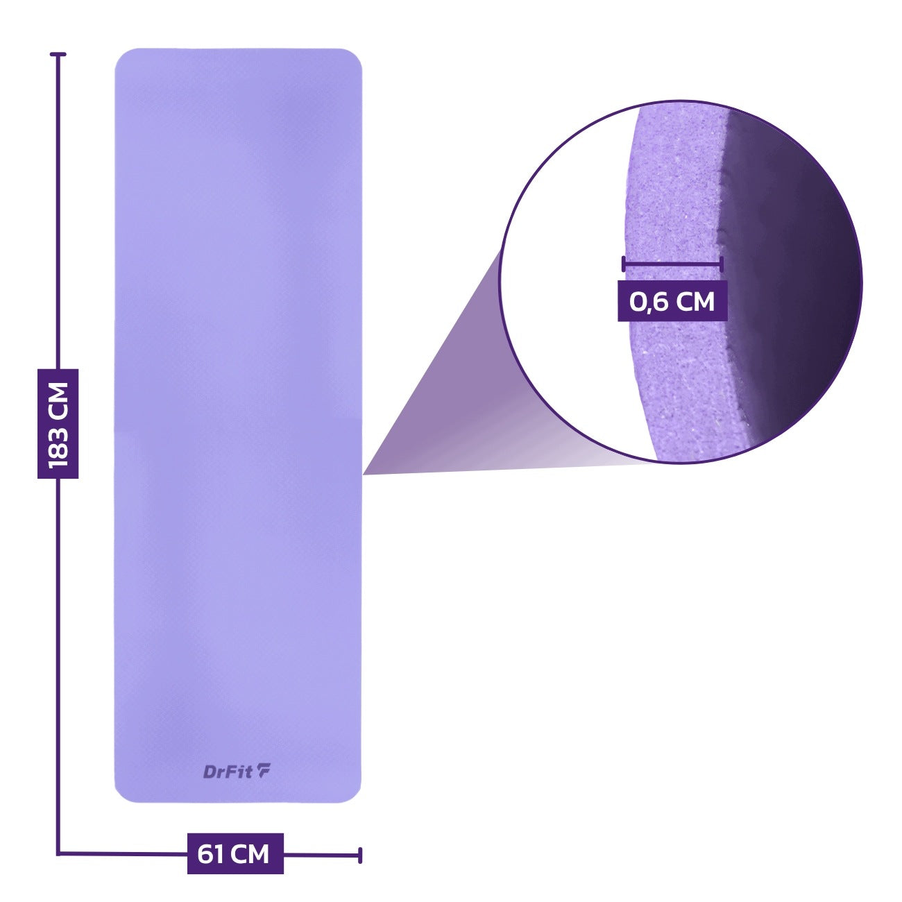 DRFIT PILATES YOGA EXERCISE FITNESS MAT NON-SLIP GYMNASTICS Manufacturer code MATA DO JOGI FITNESS ĆWICZEŃ WYGODNA FIOLET