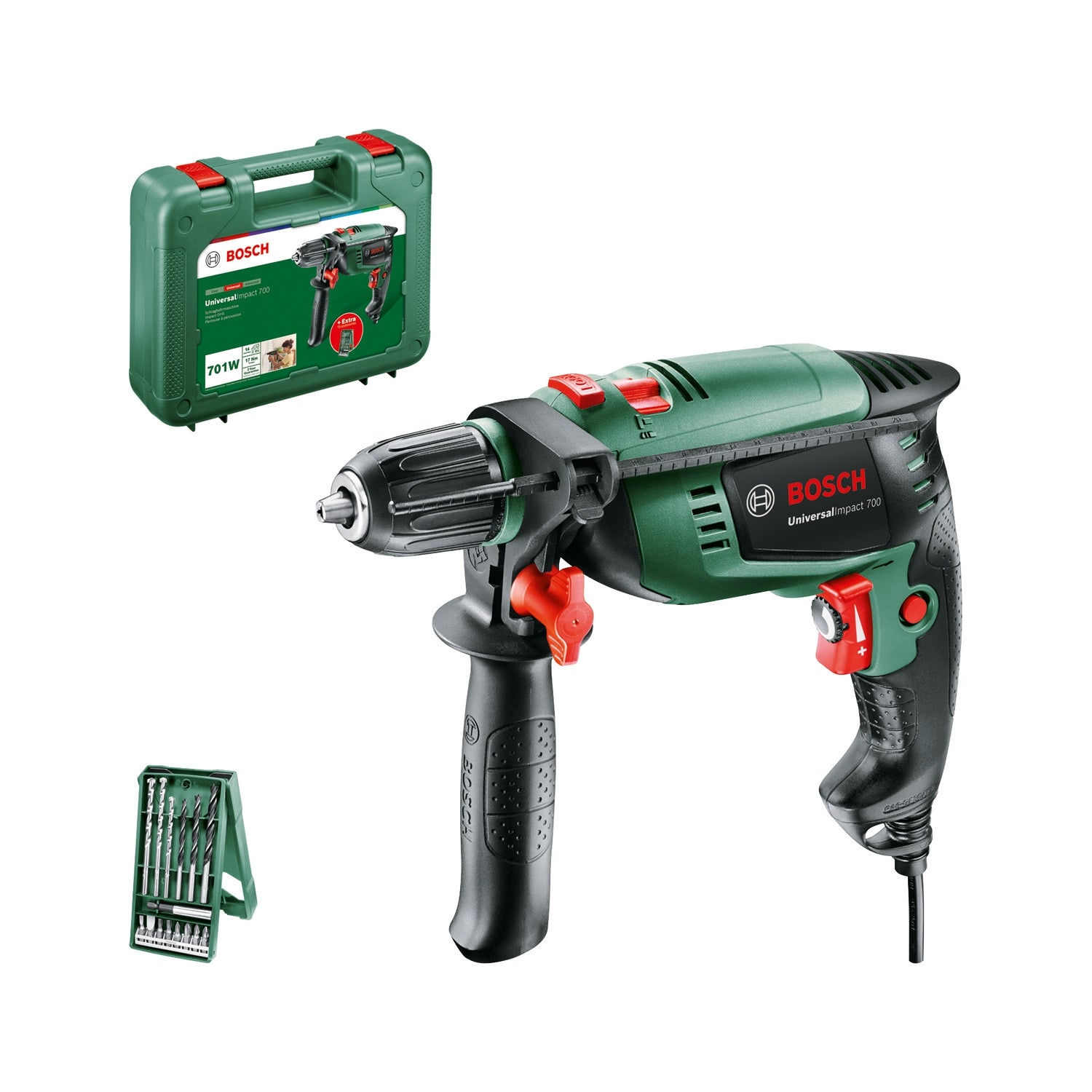DRILL 701W UNIVERSALIMPACT 700 BOSCH + SUITCASE Drill weight 1.7 kg