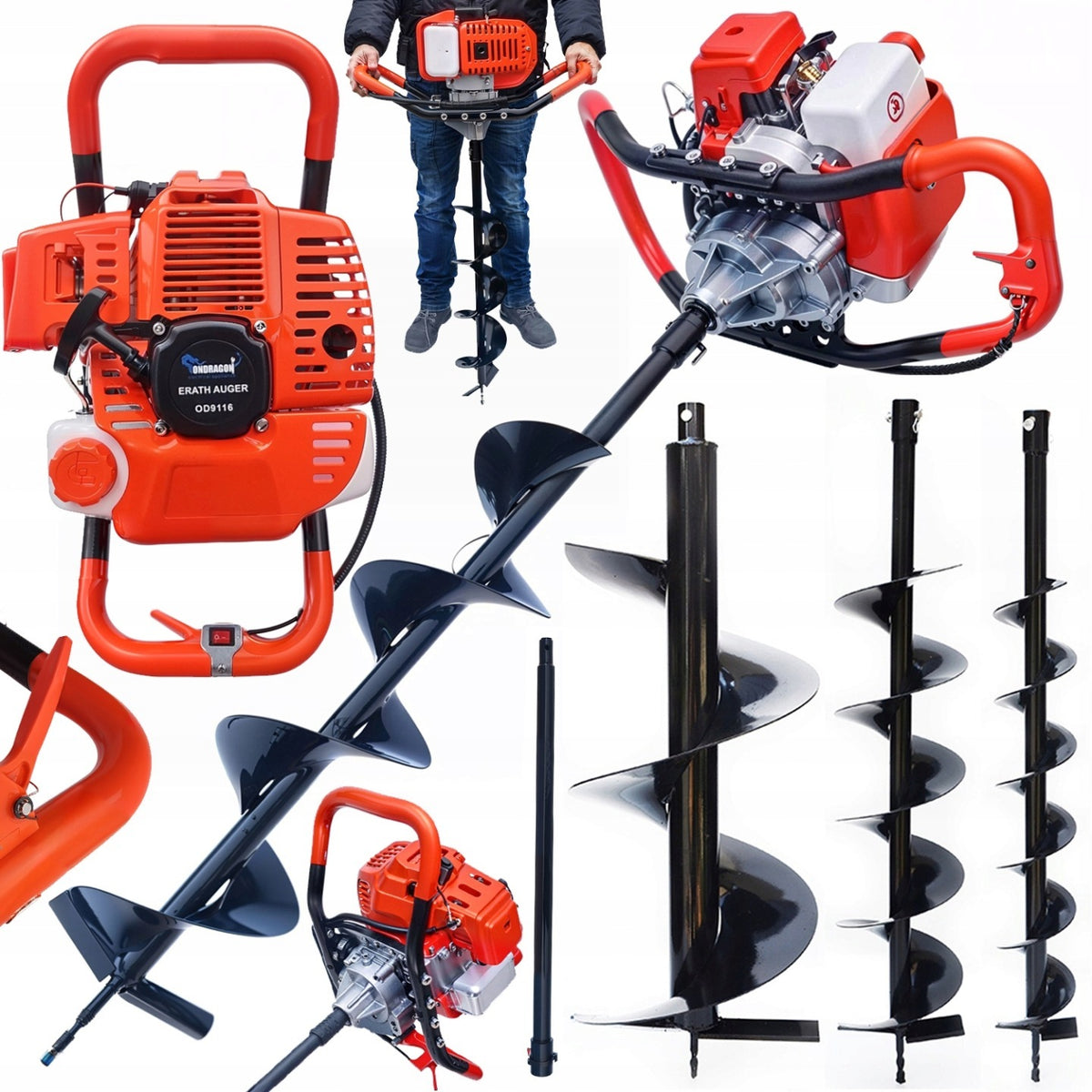 DRILL BIT SOIL DRILLING RIG FOR SOIL 5,2KM 3 DRILL BITS 10/15/20 +OIL Brand Ondragon