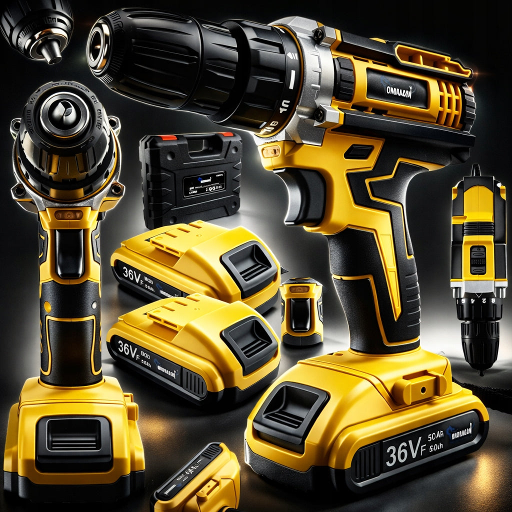 DRILL CORDLESS 36V YELLOW 2 BATTERIES 5.0Ah BRACKET POWER Manufacturer code od9109
