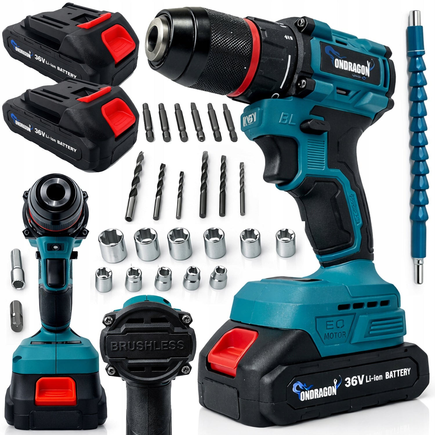 DRILL CORDLESS BRUSHLESS IMPACT DRIVER 36V LED 2xAKU BITS