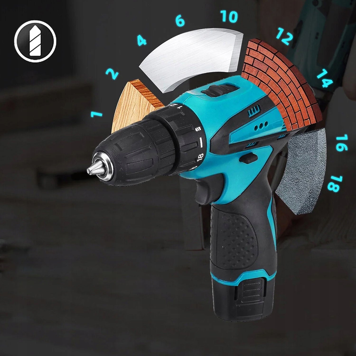 DRILL CORDLESS DRILL 12V + 2 AKU 1300MAH + ATTACHMENTS Brand no brand