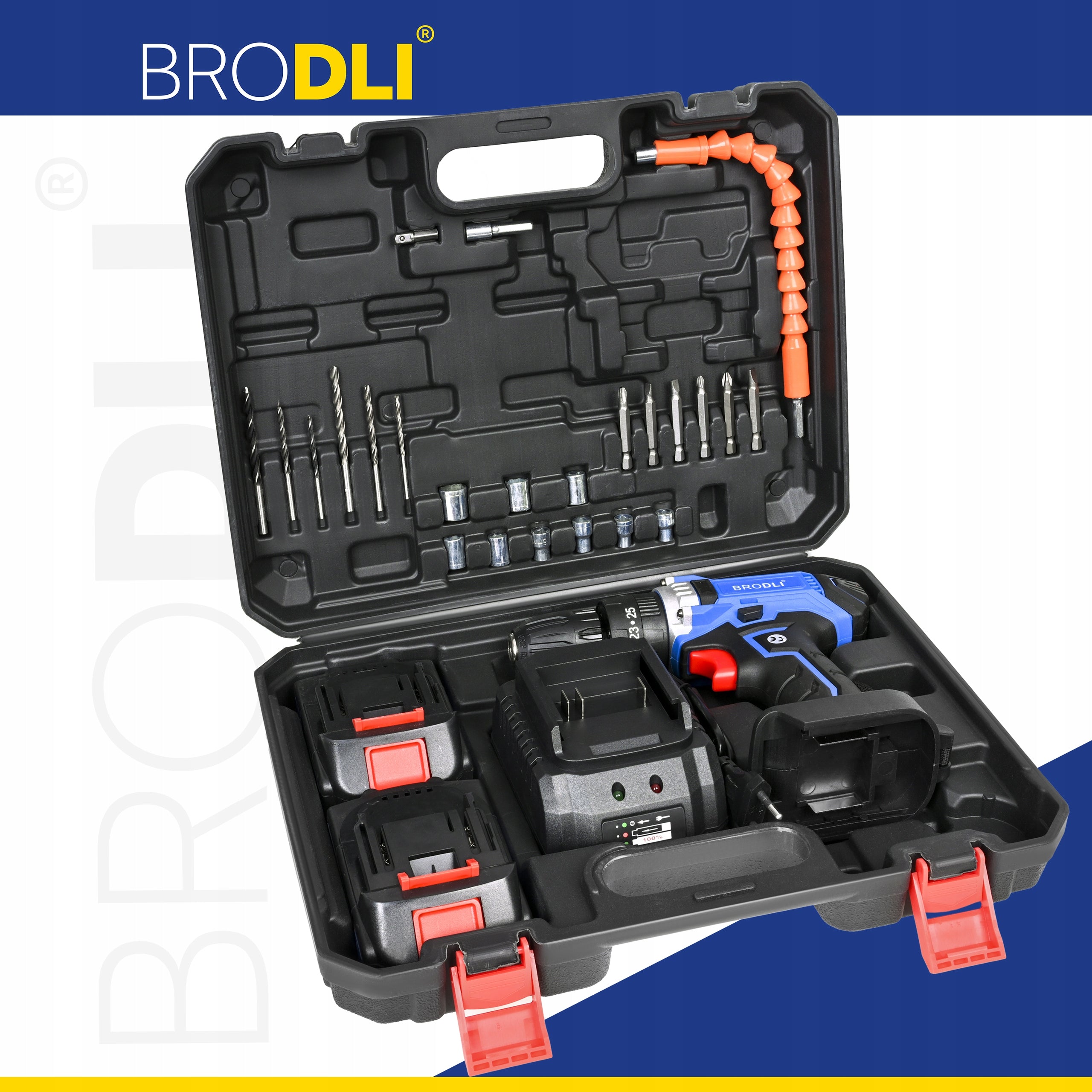 DRILL CORDLESS IMPACT DRIVER 2 BATTERIES BASE CHARGING CASE EAN (GTIN) 5903990680830