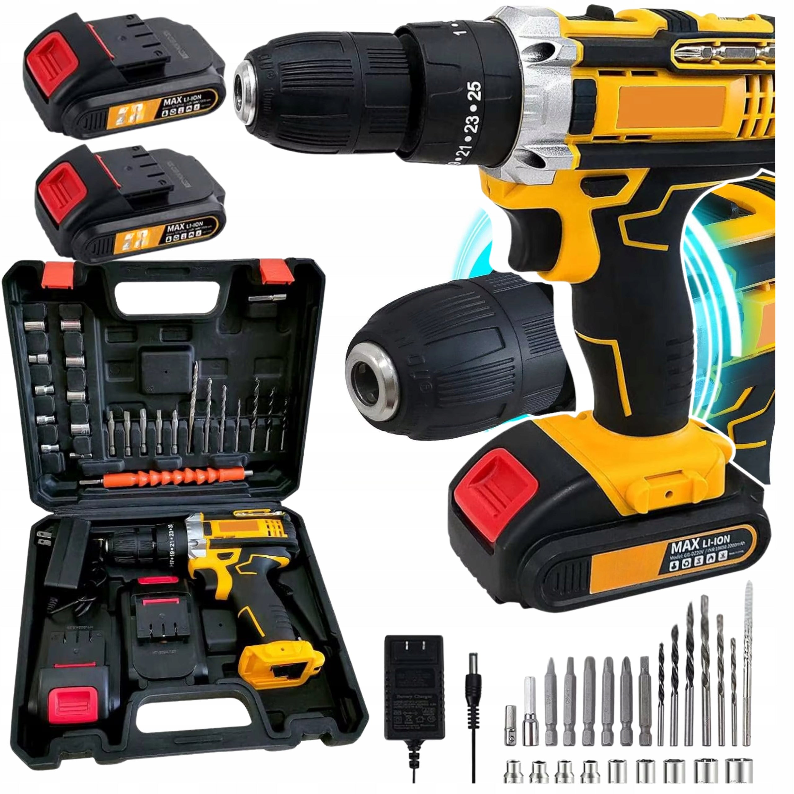 DRILL CORDLESS IMPACT DRIVER STRONG SCREWDRIVER CASE 2XAKU ZESTA