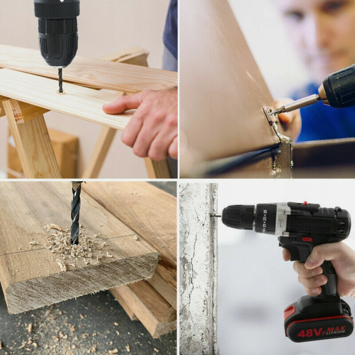 DRILL CORDLESS POWERFUL IMPACT DRILL 48V 2 BATTERIES Packaging status original