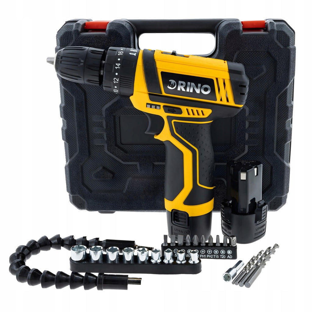 DRILL CORDLESS SCREWDRIVER 12V RINO IMPACT LARGE SET OF ACCESSORIES EAN (GTIN) 5904541423104