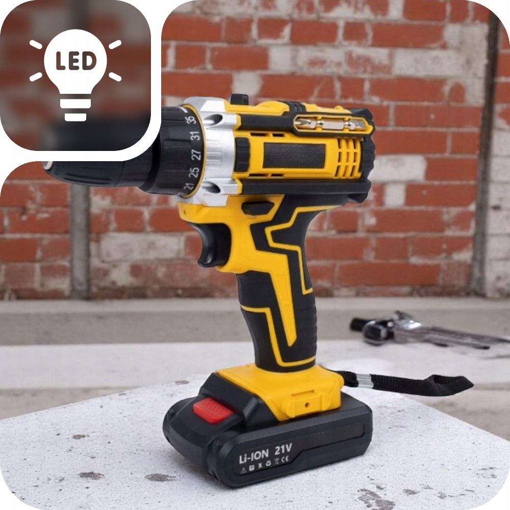 DRILL CORDLESS SCREWDRIVER 21V 2xAKU SUITCASE BITS CAPS SET Brand no brand