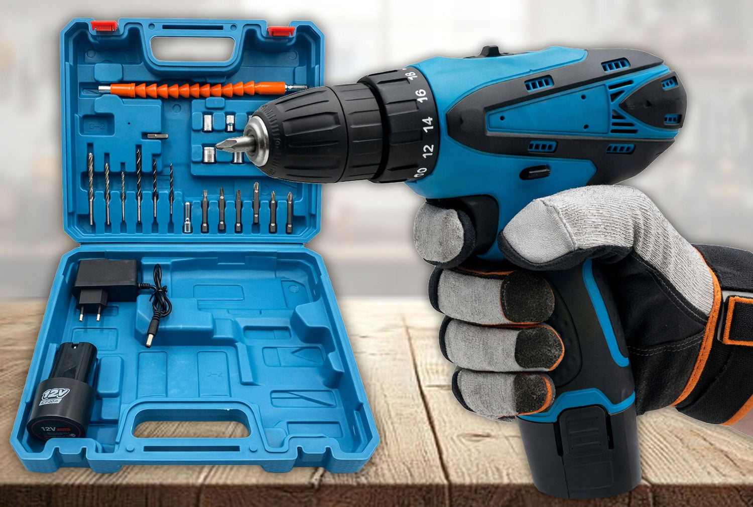 DRILL CORDLESS SCREWDRIVER 2X AKU 12V DRILL SET SUITCASE Brand MEMFLOW