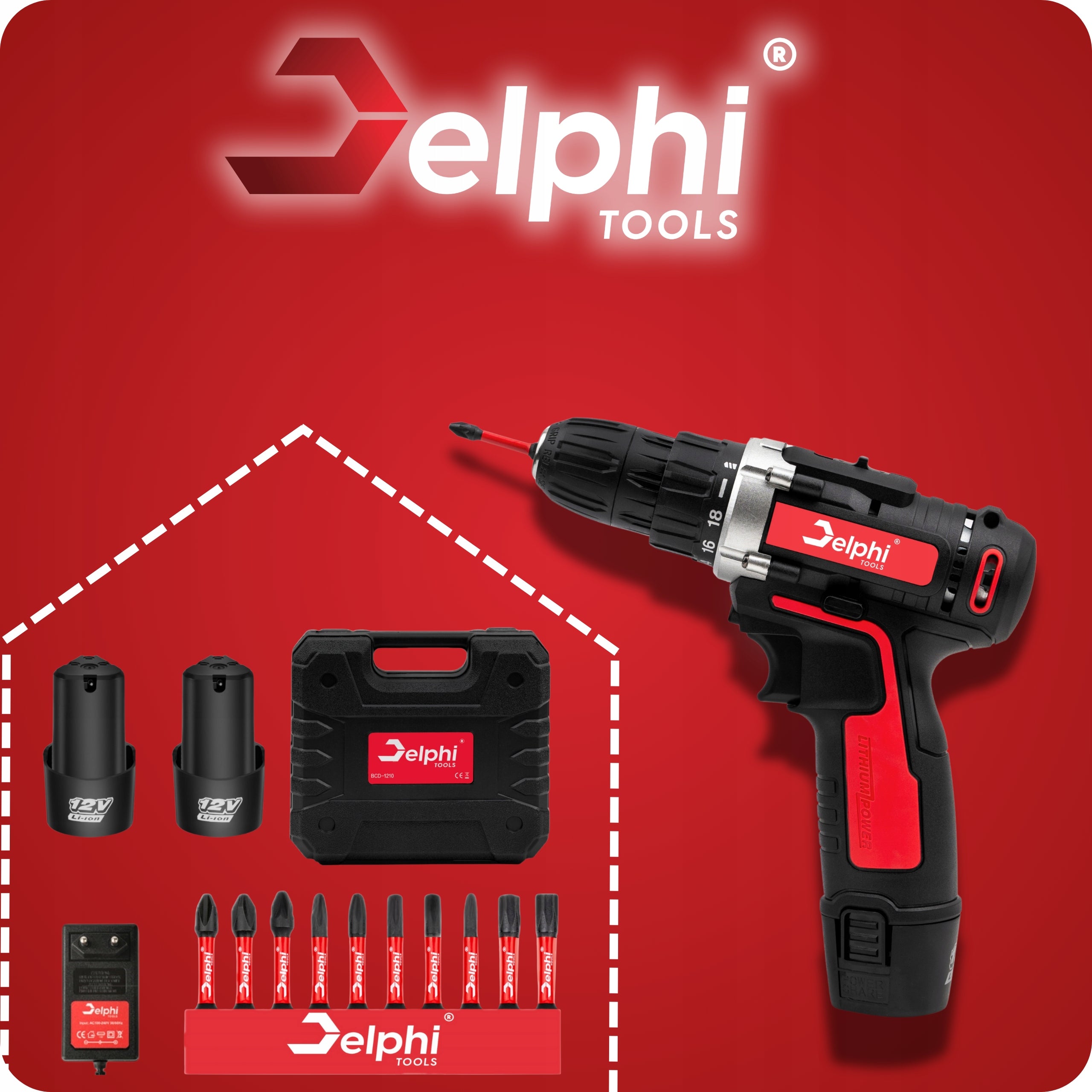 DRILL CORDLESS SCREWDRIVER 2xAKU 12V SCREWDRIVER STRONG BITS Packaging status original