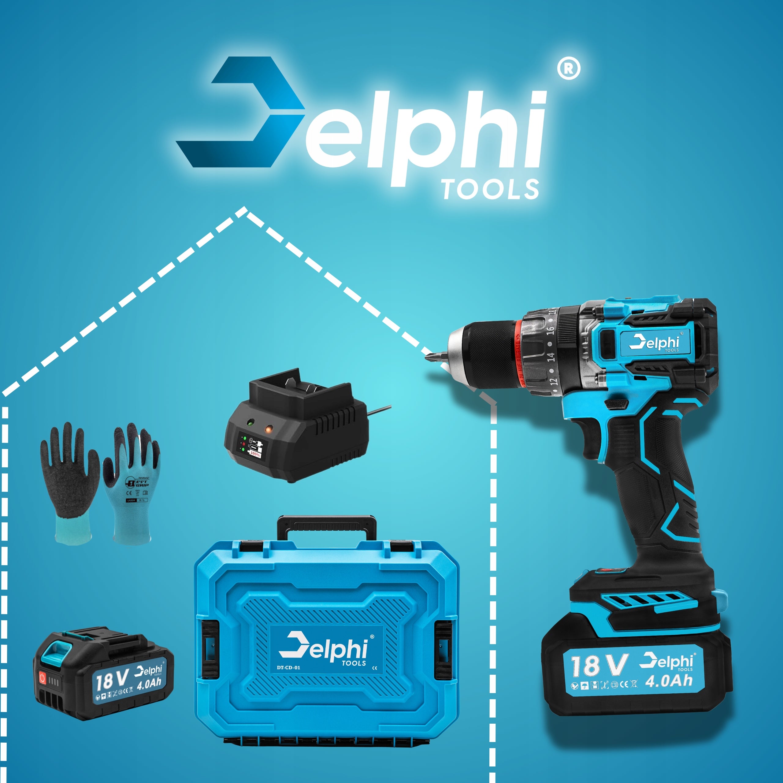 DRILL CORDLESS SCREWDRIVER PROFESSIONAL AKU 4 Ah 18V IMPACT STRONG Packaging status original