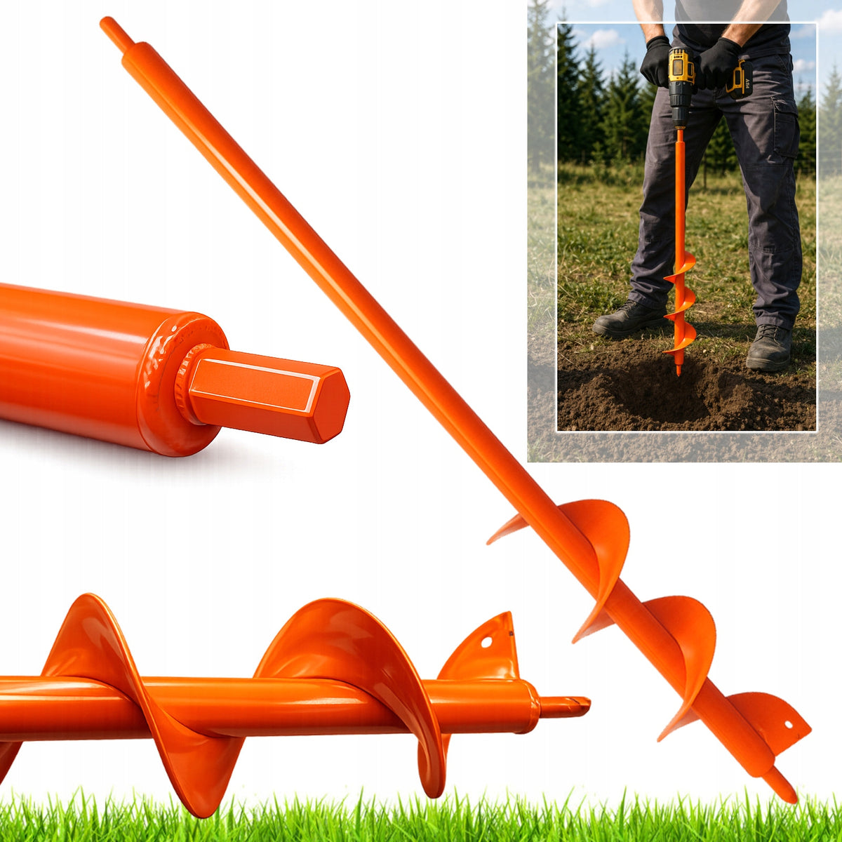 DRILL GARDEN DRILL BIT FOR SOIL SCREWDRIVERS PLANTING DRILL EARTH 8x60cm