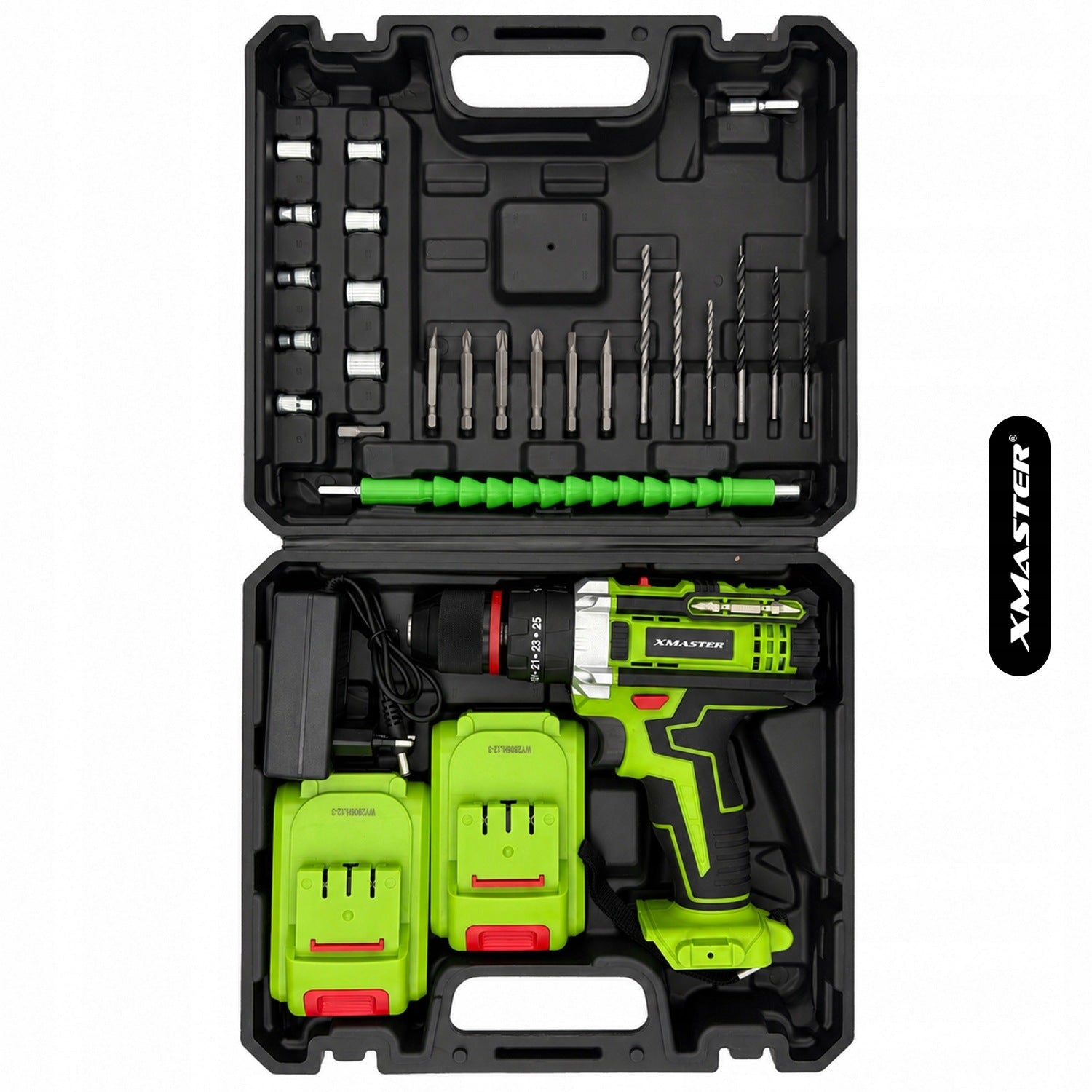 DRILL IMPACT DRIVER CORDLESS BITS CAPS METAL HANDLE 2xAKU Brand XMaster