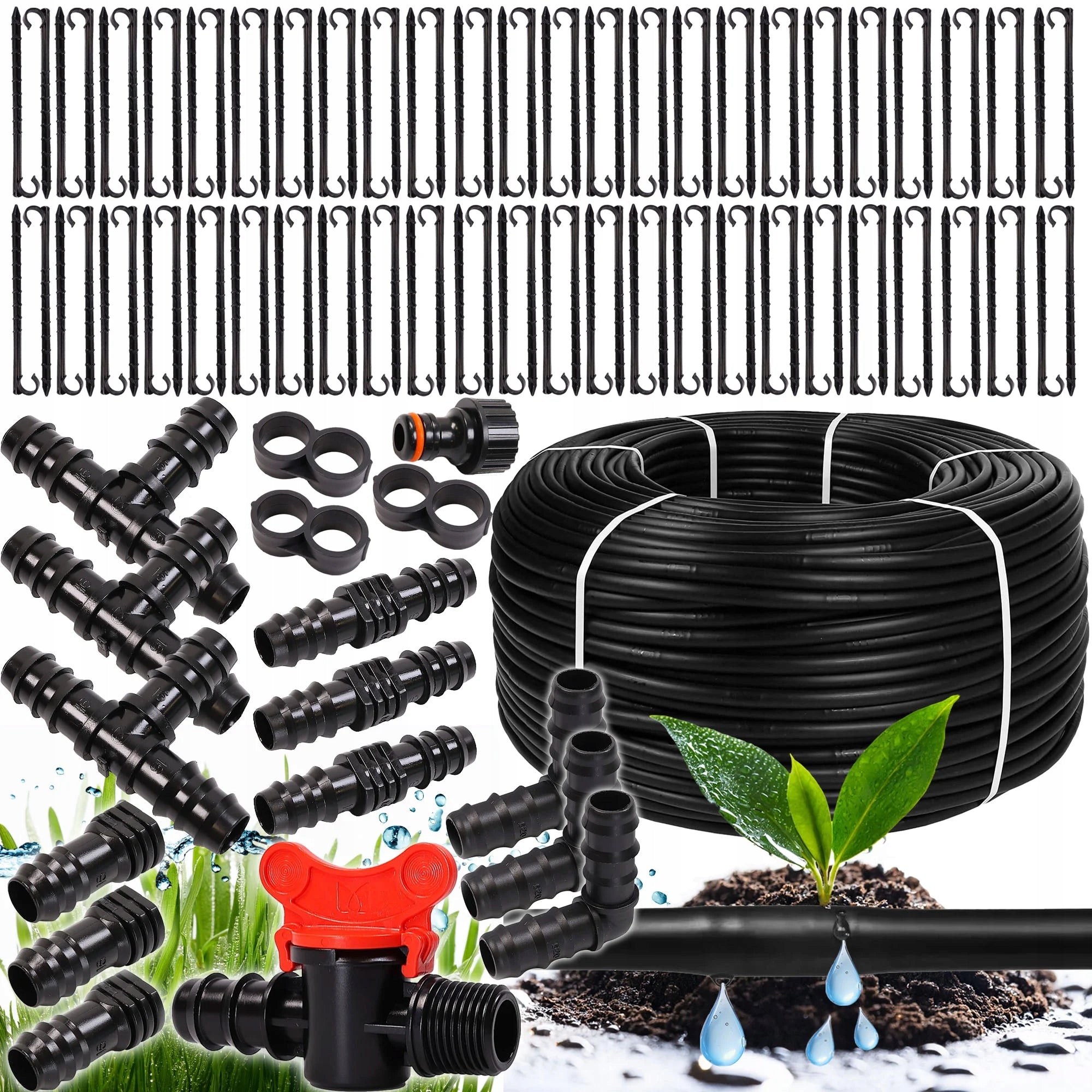 DRIP LINE 100M DRIP IRRIGATION DROPLET HOSE 138 ELEMENTS